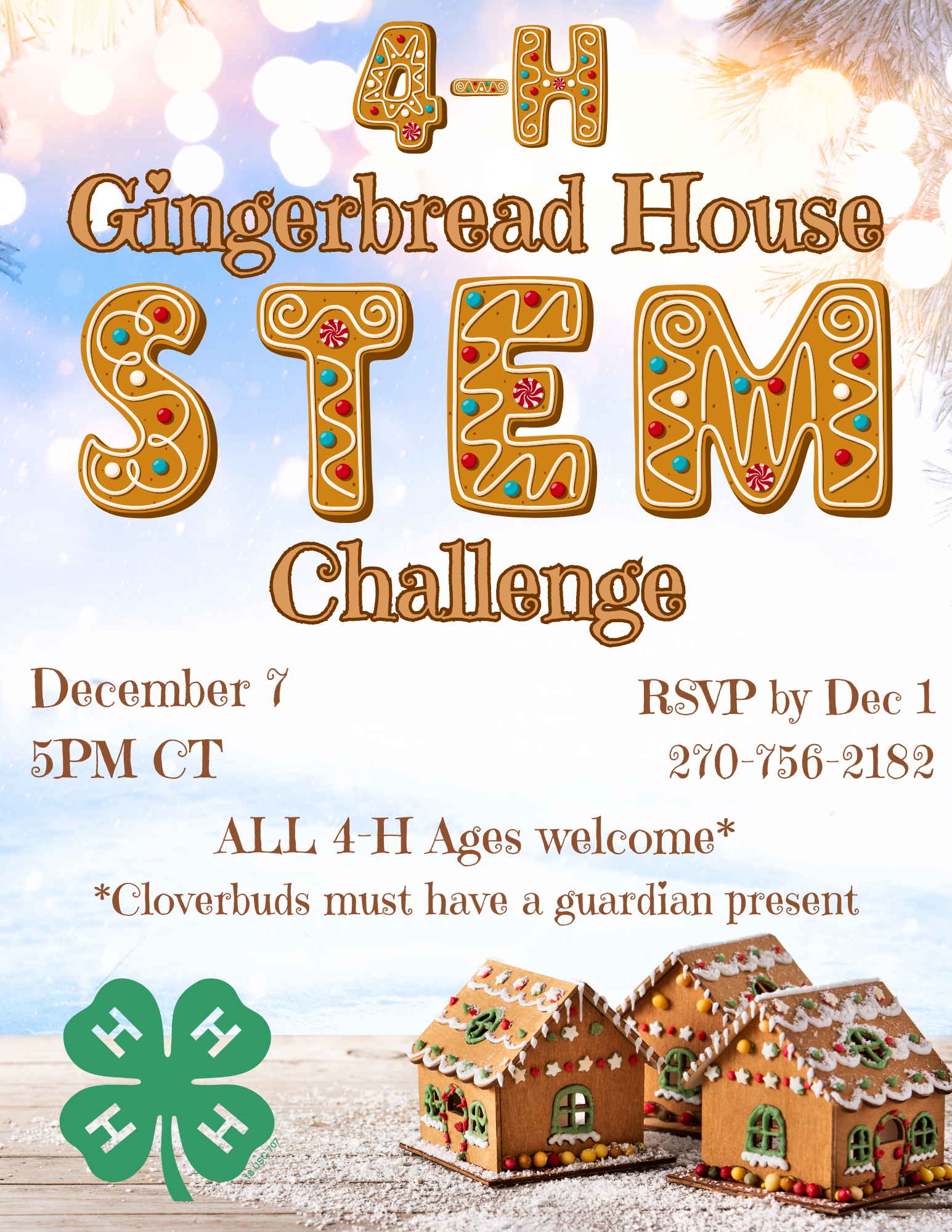 4-H Gingerbread House STEM Challenge Flyer