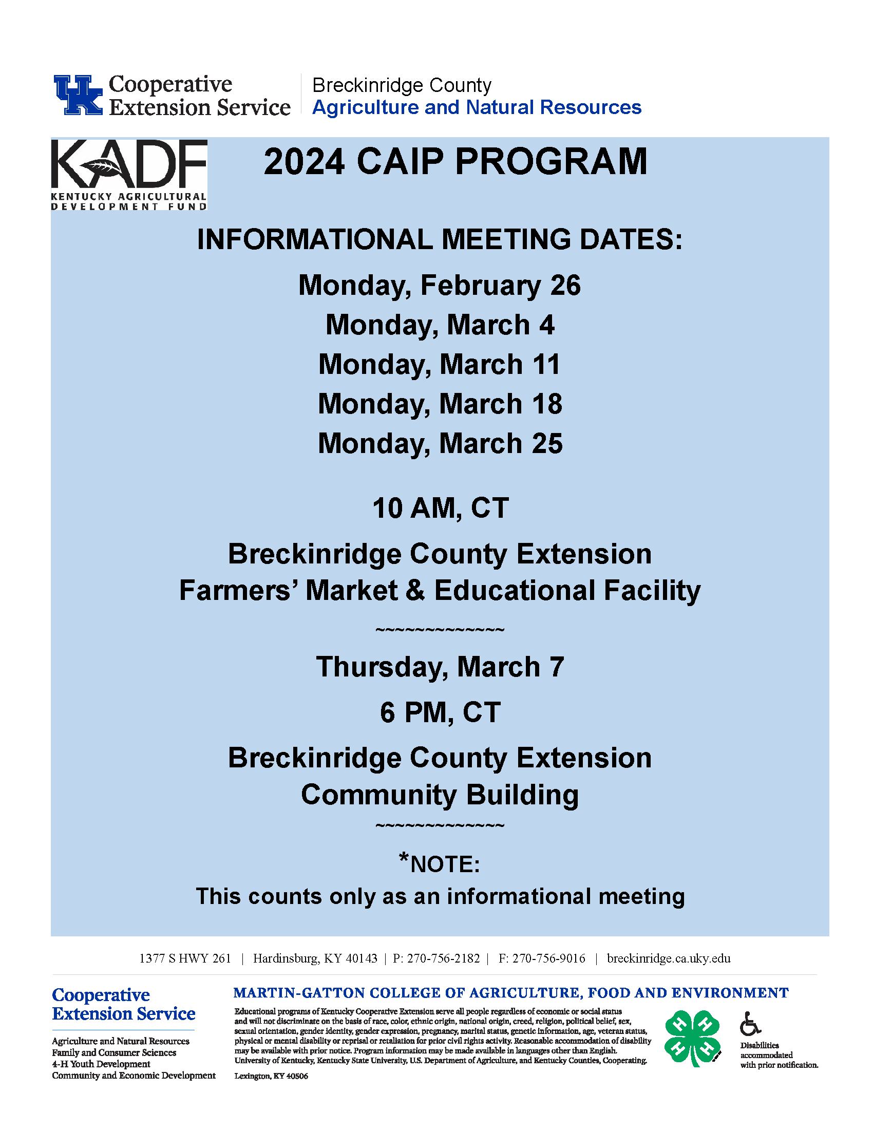 CAIP Informational Meetings