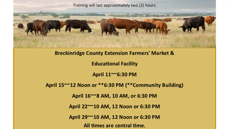 Beef Quality Assurance and Care Training Flyer